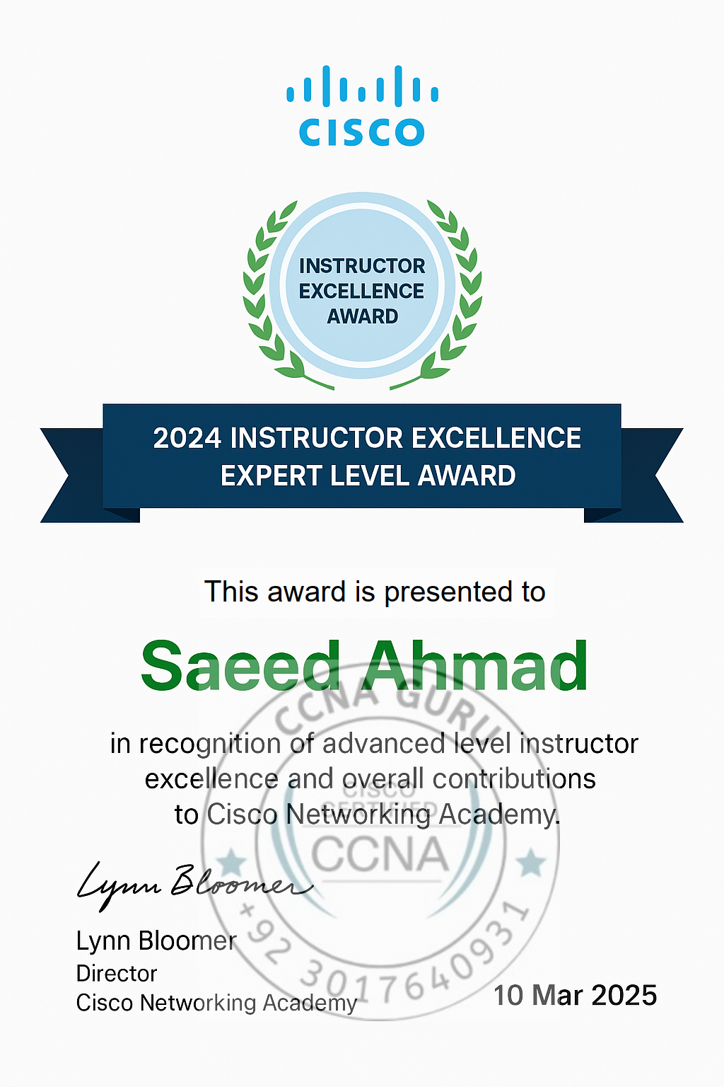 Saeed Ahmad Cisco Award Winning Expert CCNA Trainer SamaTech Kenya Nairobi